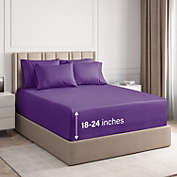 MOHAP 4PCS Bed Sheet Set Bottom Fitted Sheet Microfiber Dark Purple Full Size US 