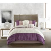 Chic Home Fay Comforter Set Ruched Color Block Design Bed In A Bag Plum, Twin