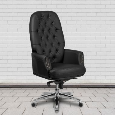 Flash Furniture Hansel High Back Traditional Tufted Black LeatherSoft Multifunction Executive Swivel Ergonomic Office Chair with Arms. View a larger version of this product image.