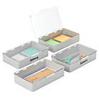 Alternate image 1 for mDesign Plastic Stackable Home, Office Storage Box, 4 Pack + 32 Labels