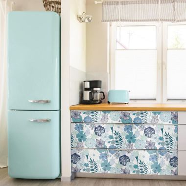 Roommates Decor Modern Perennial Blooms Peel & Stick Wallpaper - Blue. View a larger version of this product image.