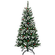 Slickblue 5 Feet Snow Flocked Artificial Christmas Hinged Tree
