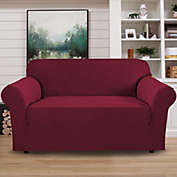 PRIMEBEAU 1 Piece Sofa Cover 2 Seater Soft Couch Cover(Loveseat 58"-72", Burgundy)