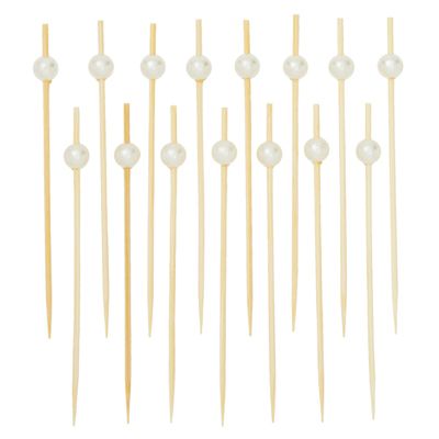 Okuna Outpost White Pearl Bamboo Toothpicks for Appetizers, Cocktails Picks (4.7 In, 300 Pack)