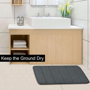 PiccoCasa Memory Foam Bath Mat Rug for Bathroom, Soft and Absorbent Bath Rug Mat, Velvet Bathroom Floor Mat for in The Front of Bath Tub, Toilet, 32" x 20", Dark Gray. View a larger version of this product image.