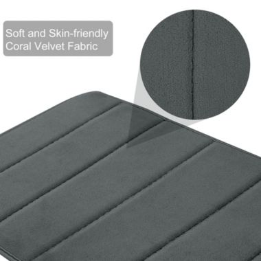 PiccoCasa Memory Foam Bath Mat Rug for Bathroom, Soft and Absorbent Bath Rug Mat, Velvet Bathroom Floor Mat for in The Front of Bath Tub, Toilet, 32" x 20", Dark Gray. View a larger version of this product image.