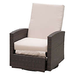 Outsunny Patio PE Rattan Wicker Recliner Chair with 360° Swivel, Soft Cushion, Lounge Chair for Patio, Garden, Backyard, Light Beige