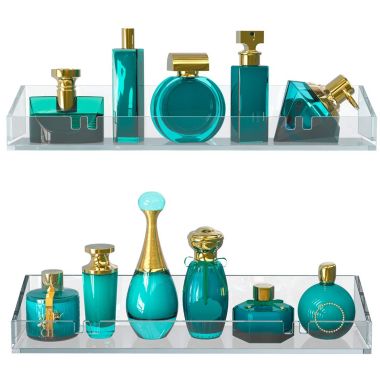 Vdomus Acrylic Bathroom Shelves 2-Pack, Wall Mounted Shower Shelve No Drilling Adhesive Thick Clear Storage & Display Shelves, Bathroom or Bedroom Organization (Upgraded). View a larger version of this product image.