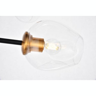 Elegant Lighting Cavoli Collection Antique Brass and Flat Black Finish 7 Light Pendant Lamp. View a larger version of this product image.