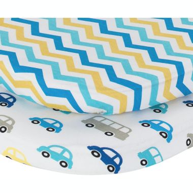 Everyday Kids 2 Pack Bassinet Sheets - Cars/Chevron - 100% Cotton. View a larger version of this product image.