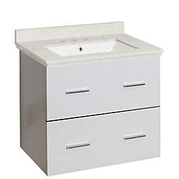 American Imaginations 23 75-in W Wall Mount White Vanity Set For 3H8-in Drilling Beige Top White UM Sink