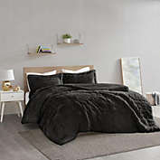 Silky Chinchilla Faux Fur Comforter 4 pcs King Queen Set Bedding Grey Tan Brown 