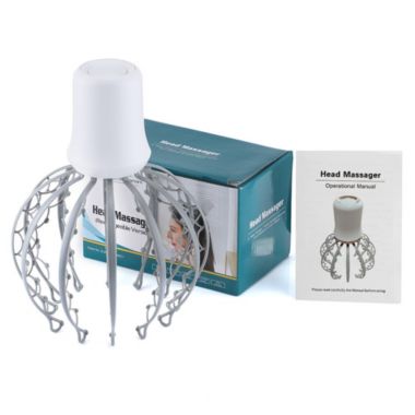 HOMEFISH Grey Electric Octopus Claw Scalp Massager Stress Relief - Therapeutic Head Scratcher Relief Hair Stimulation Head Massager - with Battery. View a larger version of this product image.