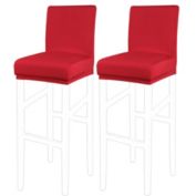 PiccoCasa Solid/Pure Stretch Bar Stool Covers, Pub Counter Height Side Chair Covers with Elastic Band for Short Back Chair,, 2 Pieces Red