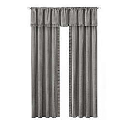 Kate Aurora Modern Lux Complete 3 Piece Chenille Curtain Panels & Valance Set - 63 in. Long - Gray/Silver