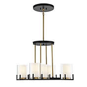 Savoy House 1-1975-5-143 Eaton 5-Light Chandelier in Matte Black with Warm Brass Accents (27" W x 17"H)