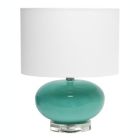 Alternate image 0 for Lalia Home 15.25" Modern Ovaloid Glass Bedside Table Lamp With White Fabric Shade, Aqua