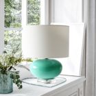 Alternate image 3 for Lalia Home 15.25" Modern Ovaloid Glass Bedside Table Lamp With White Fabric Shade, Aqua