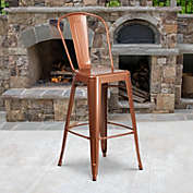 Flash Furniture Commercial Grade 30" High Copper Metal Indoor-Outdoor Barstool with Back