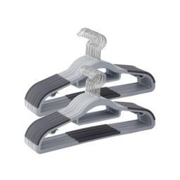 SONGMICS Pack of 30 Coat Hangers, Heavy-Duty Plastic Hangers with Non-Slip Design, Space-Saving Clothes Hangers, 0.2 Inches Thickness, 360Â° Swivel Hook, 16.5 Inches Wide, Gray