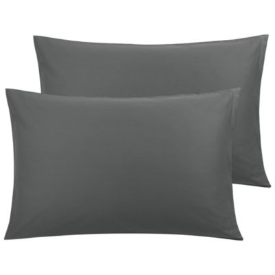 PiccoCasa Zipper Soft 2Pack Cotton Pillowcases, Dark Gray Queen