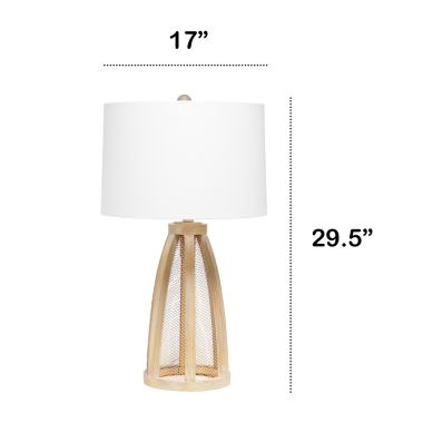 Lalia Home Wooded Arch Farmhouse Table Lamp with White Fabric Shade. View a larger version of this product image.