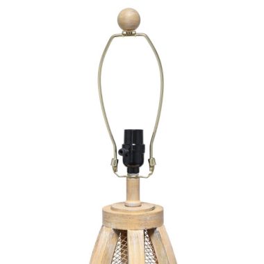 Lalia Home Wooded Arch Farmhouse Table Lamp with White Fabric Shade. View a larger version of this product image.