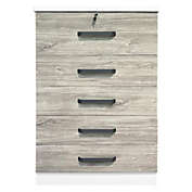 Better Home Products Better Home Products Xia 5 Drawer Chest of Drawers in White & Gray Oak