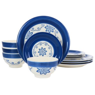 Gibson Home 12 Piece Sundial Ceramic Dinnerware Set. View a larger version of this product image.