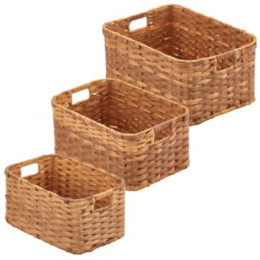 mDesign Rectangular Woven Braided Home Storage Basket Bin Set of 3. View a larger version of this product image.