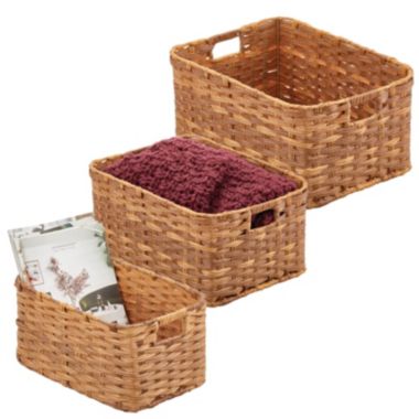 mDesign Rectangular Woven Braided Home Storage Basket Bin Set of 3. View a larger version of this product image.