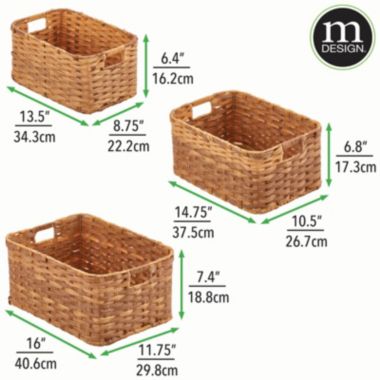 mDesign Rectangular Woven Braided Home Storage Basket Bin Set of 3. View a larger version of this product image.
