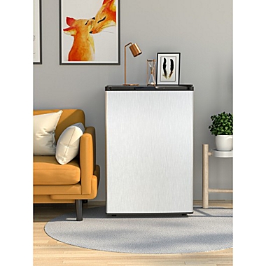 Costway 3 Cubic Feet Compact Upright Freezer with Stainless Steel Door. View a larger version of this product image.