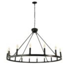 Alternate image 0 for Canyon Home Ancora 16 Light Chandelier Wagon Wheel (43" Wide) Matte Black Steel Frame   Large Home Decoration   Foyer, Entryway, Dining Room