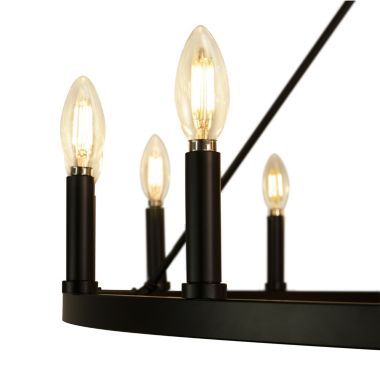 Canyon Home Ancora 16 Light Chandelier Wagon Wheel (43" Wide) Matte Black Steel Frame   Large Home Decoration   Foyer, Entryway, Dining Room. View a larger version of this product image.