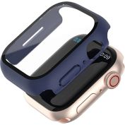 Worryfree Gadgets Protective Bumper Case with Glass Screen Protector Compatible with Apple Watch 41mm, Dark Blue