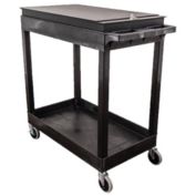 Luxor EC11-B 32" x 18" Tub Cart with 2 Shelves Black -2 Pack