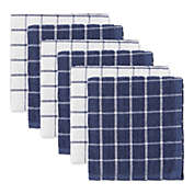 Contemporary Home Living Set of 6 French Blue and White Combo Windowpane Dish Cloth, 12"