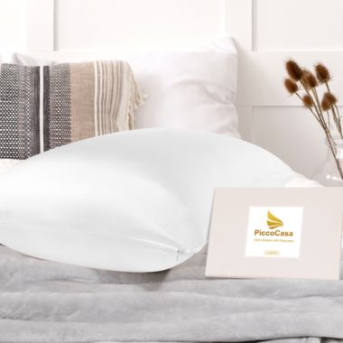 PiccoCasa 100% Silk Pillowcase for Hair and Skin, Both Side 400 Thread Count Solid Pillow Protector 19 Momme Silk Pillow Cases with Hidden Zipper, 1 Piece, Standard/20x26inch Snow White. View a larger version of this product image.