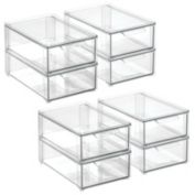mDesign Stackable Closet Storage Bin Box with Pull-Out Drawer - Clear