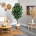 Alternate image 2 for Nearly Natural 6&#39;H Ficus Artificial Tree with Natural Trunk in Handmade Natural Jute and Cotton Planter