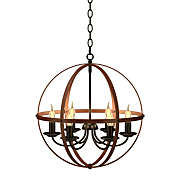 Gymax 6-Light Orb Chandelier Rustic Vintage Ceiling Lamp w/Bronze Finish Light Fixture