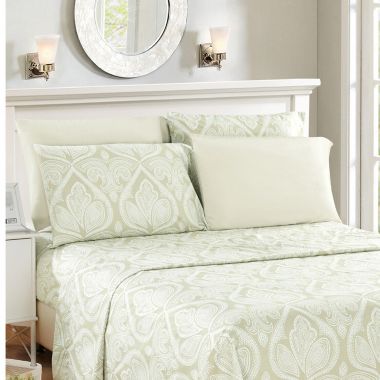 Lux Decor Collection 6-Pieces Deep Pocket Microfiber Printed Bed Sheet Set in Queen Size Ivory. View a larger version of this product image.