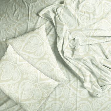 Lux Decor Collection 6-Pieces Deep Pocket Microfiber Printed Bed Sheet Set in Queen Size Ivory. View a larger version of this product image.