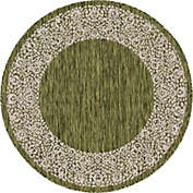 Unique Loom Outdoor Floral Border Rug, Green (4&#39; 0 x 4&#39; 0)