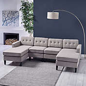 Contemporary Home Living 4pc Gray and Brown Contemporary Chaise Sectional Set 58.75"