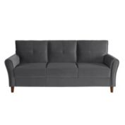 Lazzara Home Halton 80"W Flared Arm Velvet Straight Sofa In Gray