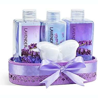 Freida and Joe Lavender Fragrance Bath & Body Gift Set in Wire Basket. View a larger version of this product image.