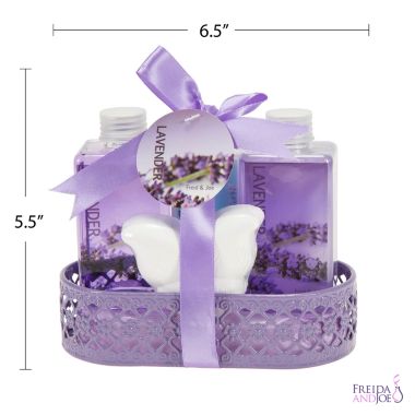 Freida and Joe Lavender Fragrance Bath & Body Gift Set in Wire Basket. View a larger version of this product image.