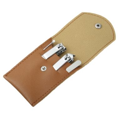 Unique Bargains 4 Pieces Manicure Set with Brown PU Leather Case, Personal Care Tool Kits, Stainless Steel Pedicure Set, Nail Clippers Scissors Gifts, Silver Tone. View a larger version of this product image.